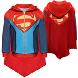 Kids Children Batman and Superman: Battle of the Super Sons-Superman Cosplay Costume Hoodie Outfits Halloween Carnival Suit