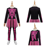 Kids Children Skull Cosplay Costume Outfits Halloween Carnival Suit