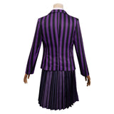 Kids Girls Wednesday Addams Enid Cosplay Costume Purple School Uniform Skirt Outfits Halloween Carnival Party Suit