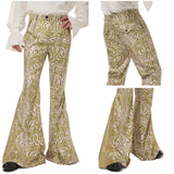 1970s Retro Vintage Disco Mid Waist Bell Bottom Super Flares Long Pants Printed Trousers Jazz Dance  Halloween Carnival Suit