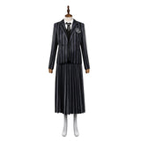 Adult Wednesday Addams Wednesday Cosplay Costume School Uniform Dress Outfits Halloween Carnival Party Suit