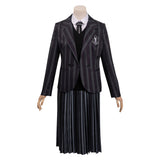 Kids Children Wednesday Addams Cosplay Costume Outfits Halloween Carnival Party Suit