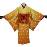 Agatsuma Zenitsu Demon Slayer Cosplay Costume Women Kimono Outfits Halloween Carnival Costume