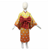 Agatsuma Zenitsu Demon Slayer Cosplay Costume Kids Kimono Outfits Halloween Carnival Costume