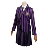 Kids Girls Wednesday Addams Enid Cosplay Costume Purple School Uniform Skirt Outfits Halloween Carnival Party Suit