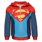 Kids Children Batman and Superman: Battle of the Super Sons-Superman Cosplay Costume Hoodie Outfits Halloween Carnival Suit