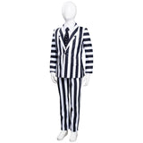 Kids Beetlejuice Cosplay Costume Striped Uniform Pants Outfits Halloween Carnival Suit