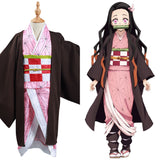 Kamado Nezuko Demon Slayer: Kimetsu no Yaiba Cosplay Costume Kids Kimono Outfits Halloween Carnival Suit