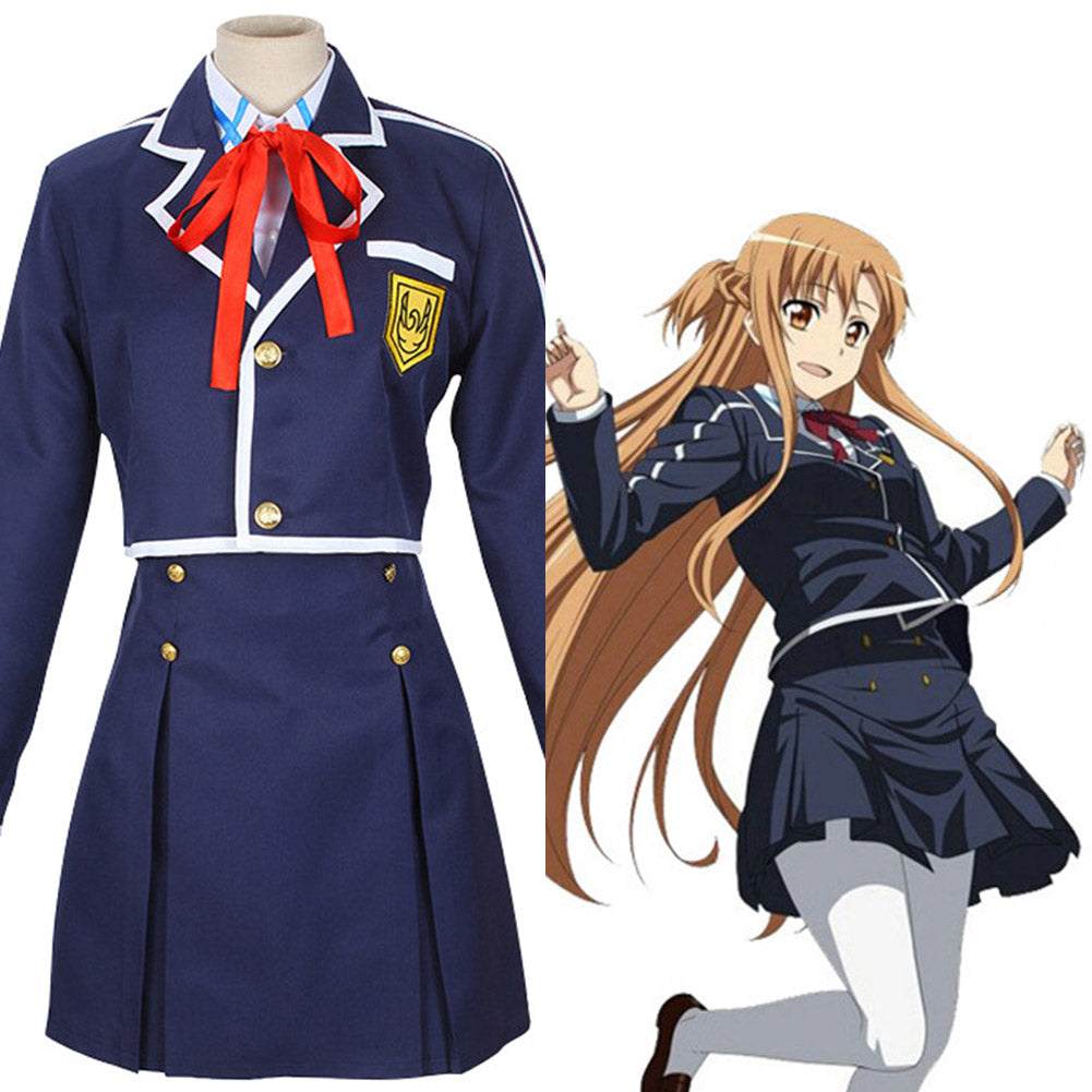 Sword Art Online SAO Yuuki Asuna School Uniform Coat Shirt Skirt Anime  Outfit Customize Cosplay Costumes