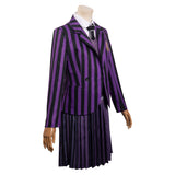 Kids Girls Wednesday Addams Enid Cosplay Costume Purple School Uniform Skirt Outfits Halloween Carnival Party Suit