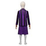 Kids Girls Wednesday Addams Wednesday Cosplay Costume Purple School Uniform Skirt Outfits Halloween Carnival Party Suit