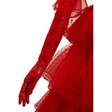 Movie Beetle Juice Lydia Cosplay Costume Red Wedding Dress Outfits Halloween Carnival Suit