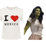 Adult She-Hulk Jennifer Walters Cosplay T-shirt Print Short Sleeve Shirt Halloween Carnival Suit