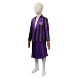 Kids Girls Wednesday Addams Wednesday Cosplay Costume Purple School Uniform Skirt Outfits Halloween Carnival Party Suit