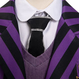 Kids Girls Wednesday Addams Enid Cosplay Costume Purple School Uniform Skirt Outfits Halloween Carnival Party Suit