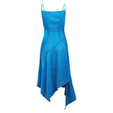 Women 1970S Vintage Disco Dress asymmetric Slip Dress Cosplay Costume Halloween Carnival Suit