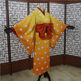 Agatsuma Zenitsu Demon Slayer Cosplay Costume Women Kimono Outfits Halloween Carnival Costume