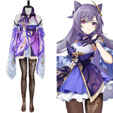 Keqing Game Genshin Impact Cosplay Costume Dress Outfits Halloween Carnival Suit